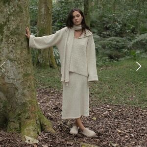 Indigo Luna Winterfall Cloud Cream Midi Skirt